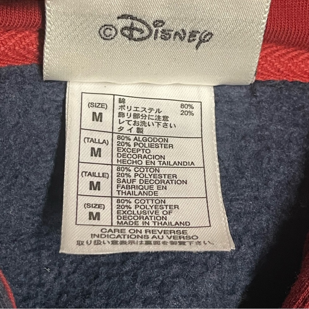 Vintage Walt Disney World Pullover Hooded Sweatshirt Mens Medium Full Zip Blue - Picture 6 of 8